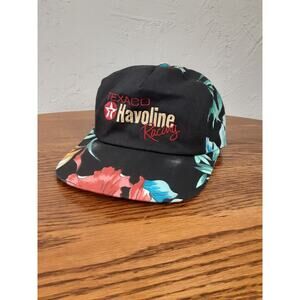 Texaco Havoline Racing Snapback VTG Hawaiian Floral Aloha Hat Cap Vintage